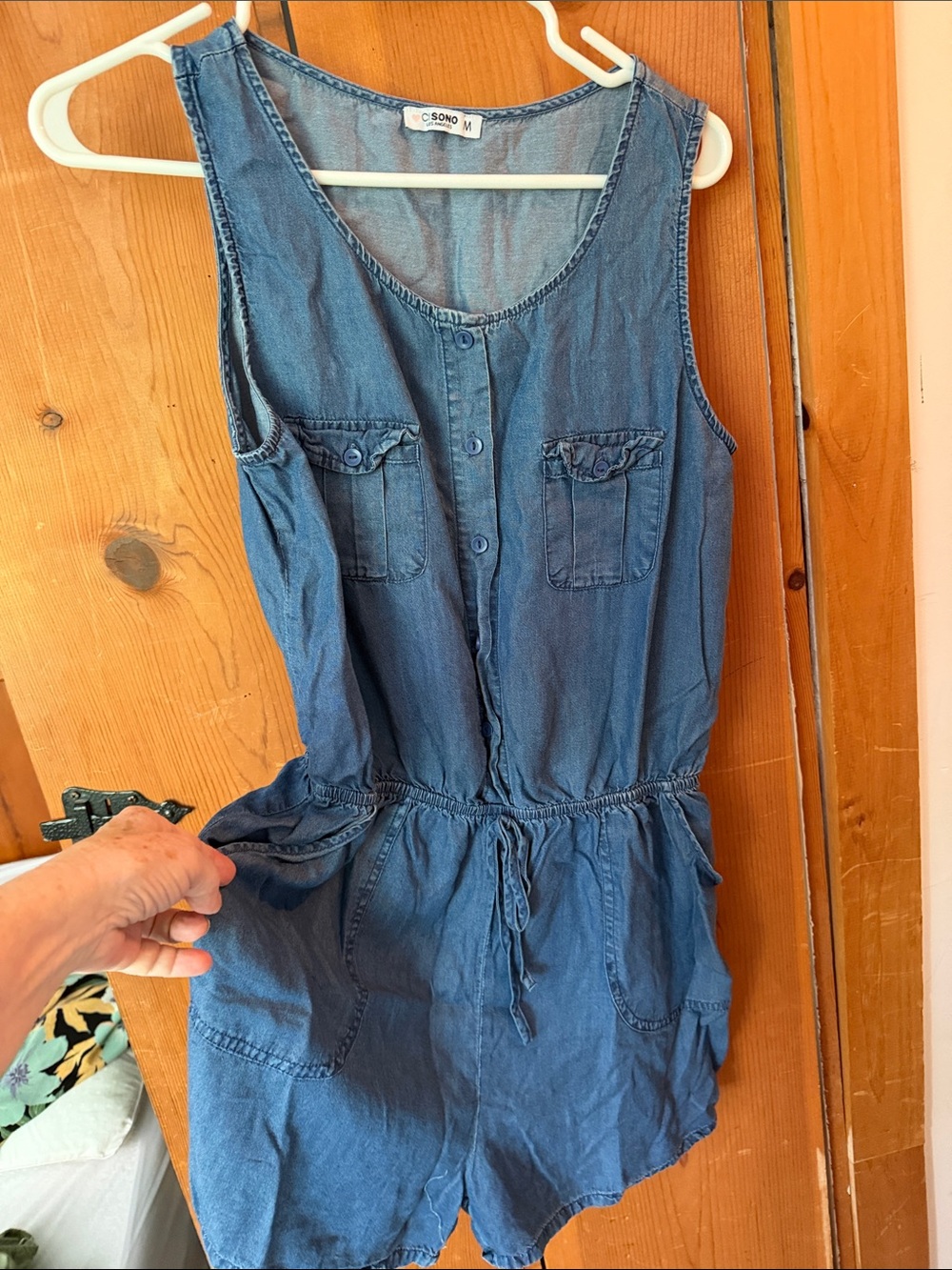 Ci Sono Blue Denim Sleeveless One-Piece Romper
